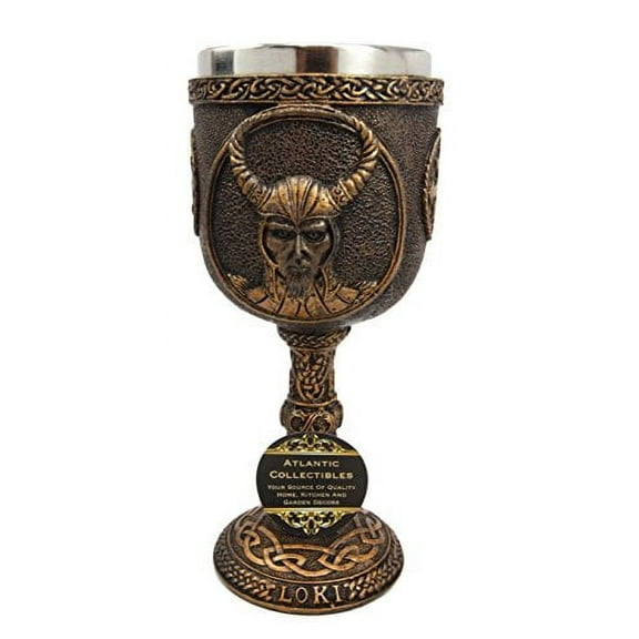 Atlantic Collectibles Norse Mythology Shapeshifter Trickster God Jotunn Loki 6oz Resin Wine Goblet Chalice With Stainless Steel Liner