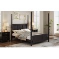 thumbnail image 2 of Solid Wood King Size Four Poster Bed Frame with Horizontal Grille Design, Espresso Finish for Classic Bedroom Furniture, Durable Hardwood Construction, 2 of 9