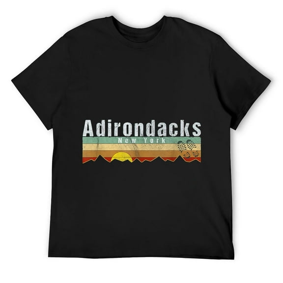 Mens Adirondacks Apparel - Vintage Adirondacks Hiking T-Shirt Black