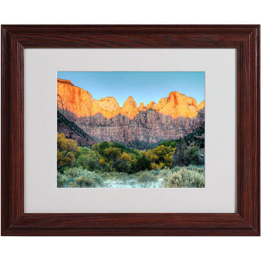 Trademark Fine Art "Zion Sunrise" Matted Framed Art by Pierre Leclerc