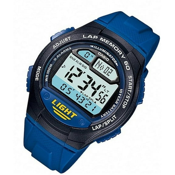 Men's W734-2AV Blue Rubber Quartz Watch with Digital Dial