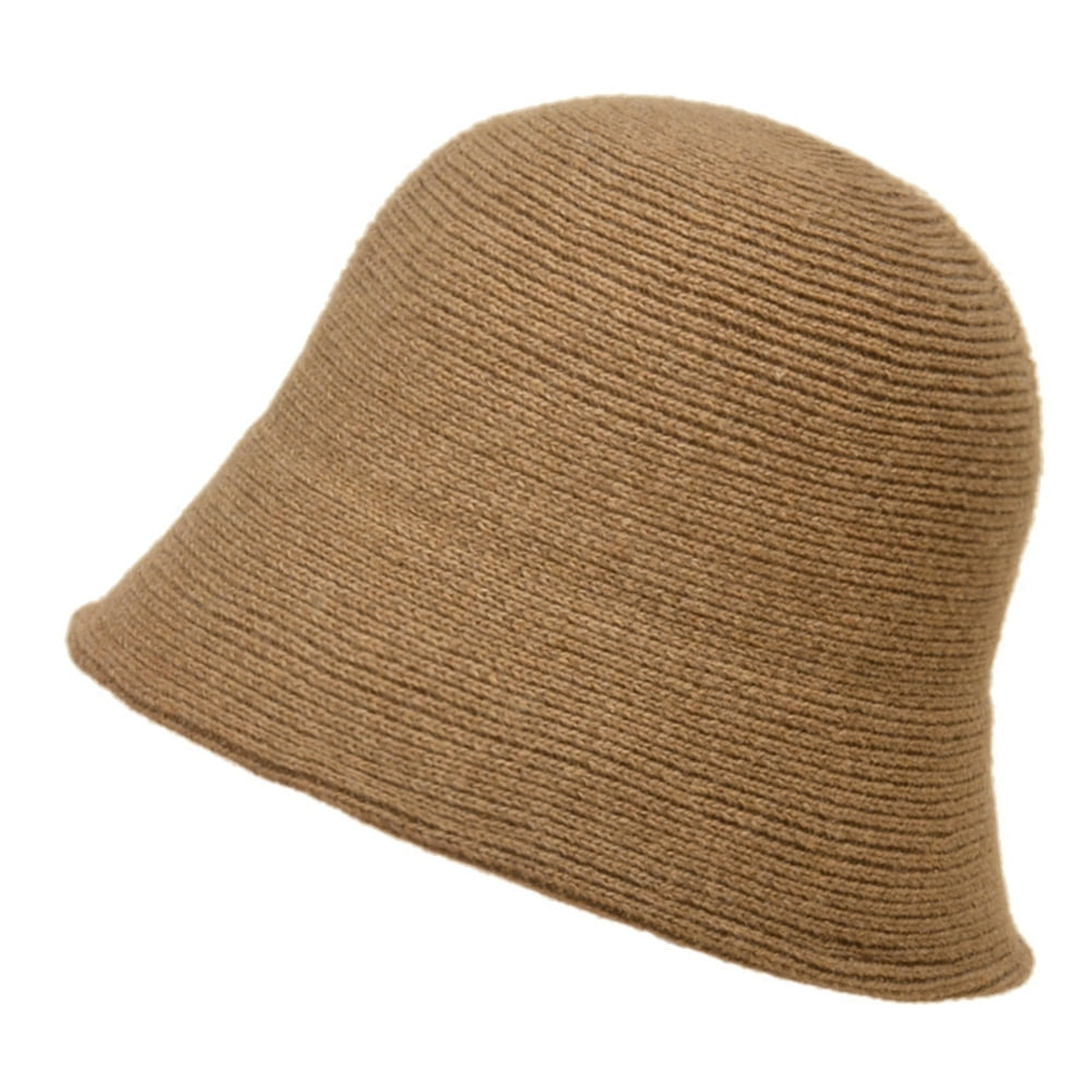 PENGXIANG Women Solid Color Wool Bucket Hat Drawstring Fisherman