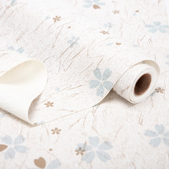 Shelf liner for kitchen cabinets, 18x8 feet non adhesive waterproof drawer liner, non slip grip easy clean pantry refrigerator cupboard organizer, white floral