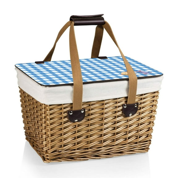 Ratatouille - Canasta Wicker Basket, Beige Canvas with Blue Lid