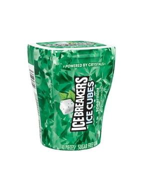Ice Breakers Ice Cubes Spearmint Sugar Free Chewing Gum, Bottle 3.24 oz, 40 Pieces