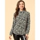 thumbnail image 2 of Camisa con estampado floral Allegra K con Botones Y Cuello en punta Negro S, 2 of 6