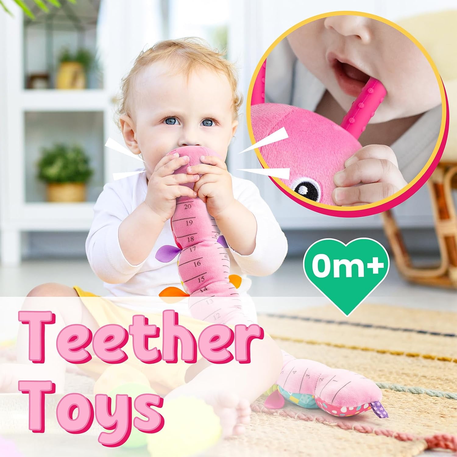 BTEPSGA Baby Toys Musical Caterpillar,Infant Toys Stuffed Animal Toys with Ruler Design and Ring Bell,Baby Teething Toys for Tummy Time Newborn Boys Girls 0 3 6 12 Months