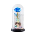 thumbnail image 3 of Flores de rosas artificiales, cubierta de vidrio, lámpara LED decorativa hecha a mano, eterna, flores inmortales para siempre para novia, , Azul, 3 of 9