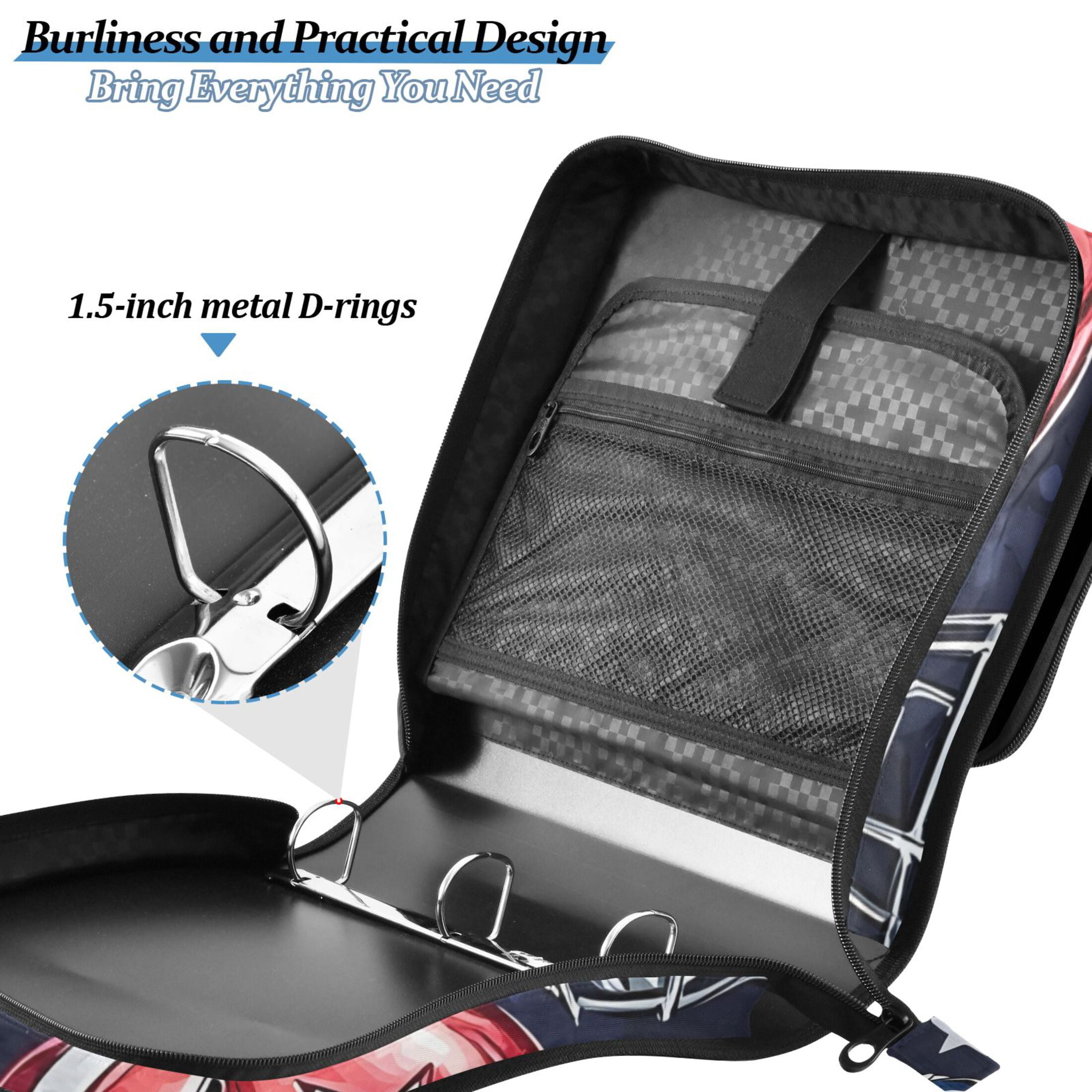 ALAZA Zipper Binder Football Helmet 3 Ring Trapper Keeper File Folder Organizer Bag