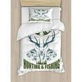 thumbnail image 3 of Ambesonne Hunting Artistic Emblem Moose Head Horns Trout Salmon Sea Fishes Duvet Cover Set, 3 of 3