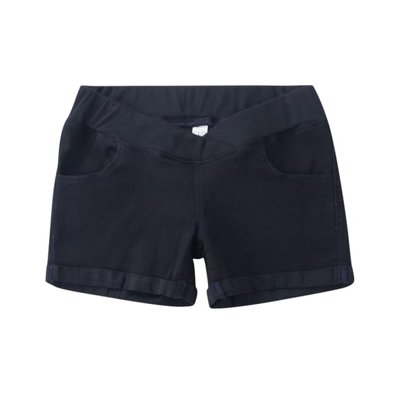 Women's Maternity Denim Shorts Pregnancy Summer Cross Waist Cuffed Hem Casual Jean Shorts with Pockets Black XXL