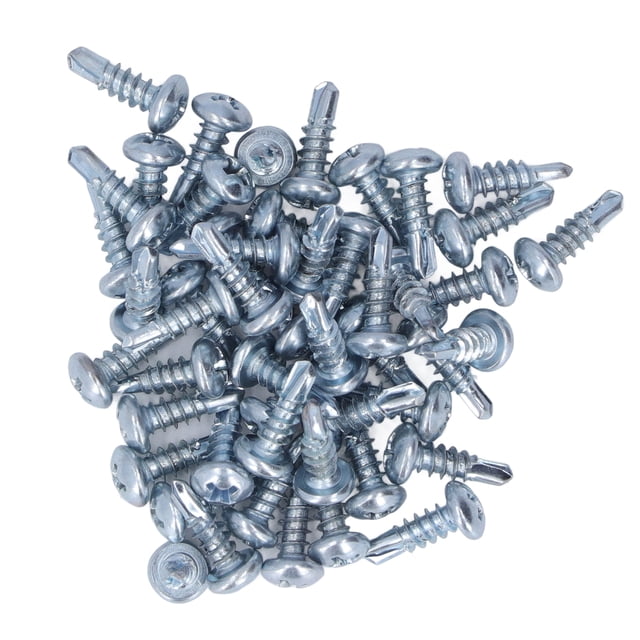 50 Pcs Vis de Perceuse à Tête Ronde Acier au Carbone Bleu Blanc Vis de Perceuse Zinc Vis Auto-Perçantes Galvanisées 4.2x13mm pour Réparation de Machine