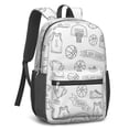 thumbnail image 2 of Basketball and Hoop White Pattern 17" School Backpacks for Teens,Waterproof Oxford Fabric,S-Shape Padded Straps for School,Travel,Hiking,Camping, 2 of 6