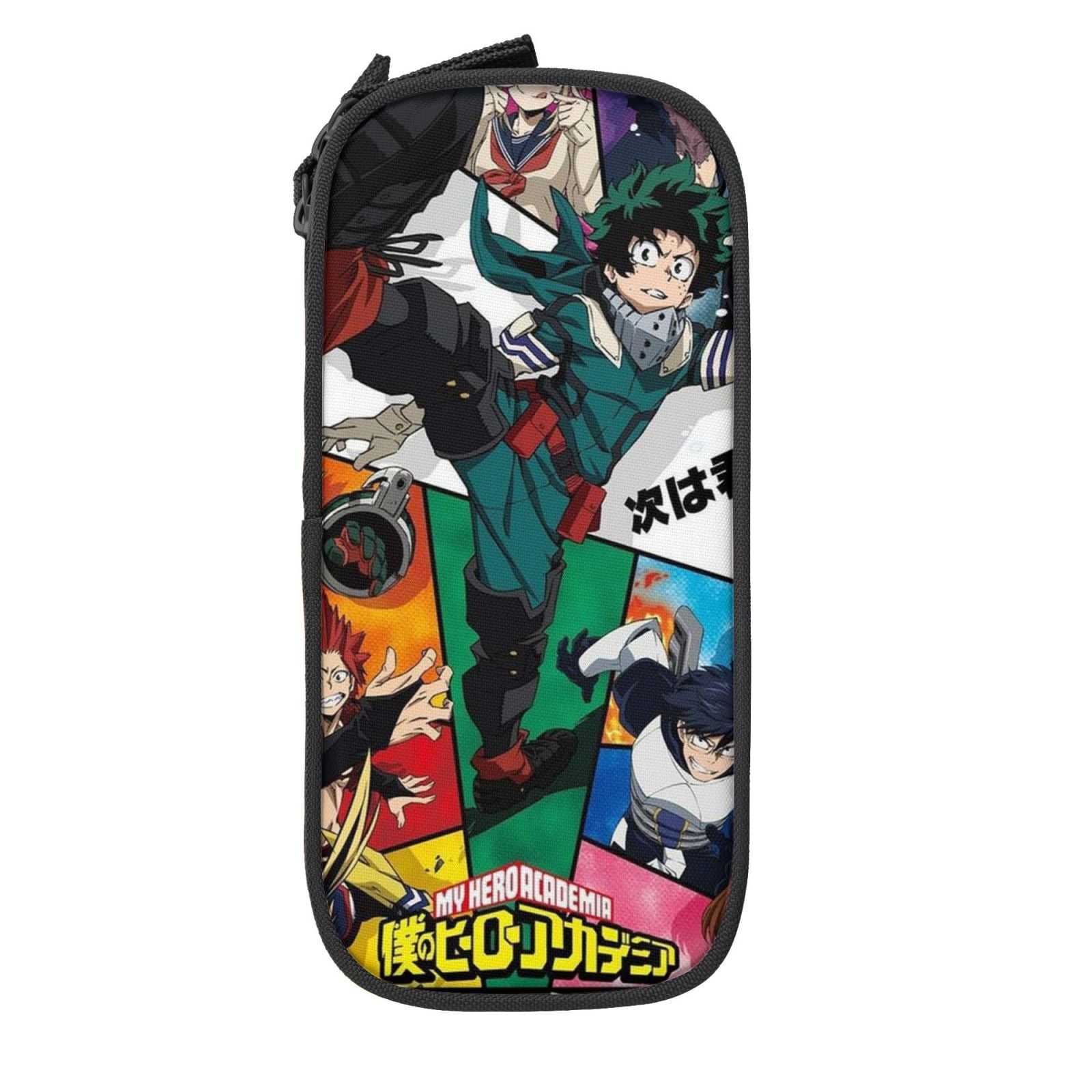 My Hero Academia Pencil Case Large Capacity Pencil Pouch Pen Bag Office Stationery Organizer Travel Makeup Bag Black