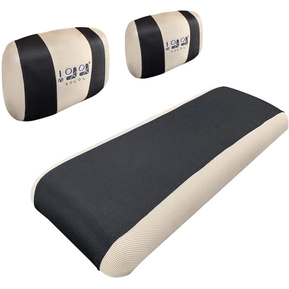 10L0L Golf Cart Seat Cover Set for Yamaha G2 G9 G16 G22 & Club Car DS Pre-2000, W/ Two Separate Seat Backrest Cover , Black Beige