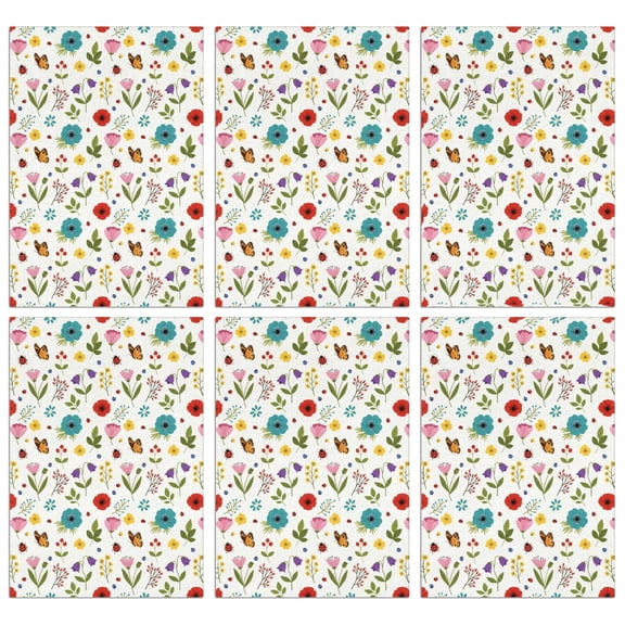 2 Pcs Pioneer Flower Floral Print Pattern Kitchen Towels, Funny Microfiber Dish Towel Set, 18" X 26" Tea Towels