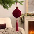 thumbnail image 2 of DefiDgd 3.15inch Christmas Flocked Ball with Tassel Adorned,Embossed Velvet Hanging Ball Decor for Christmas Tree Wall Window Wedding Holiday Party Home Ornament(A), 2 of 7