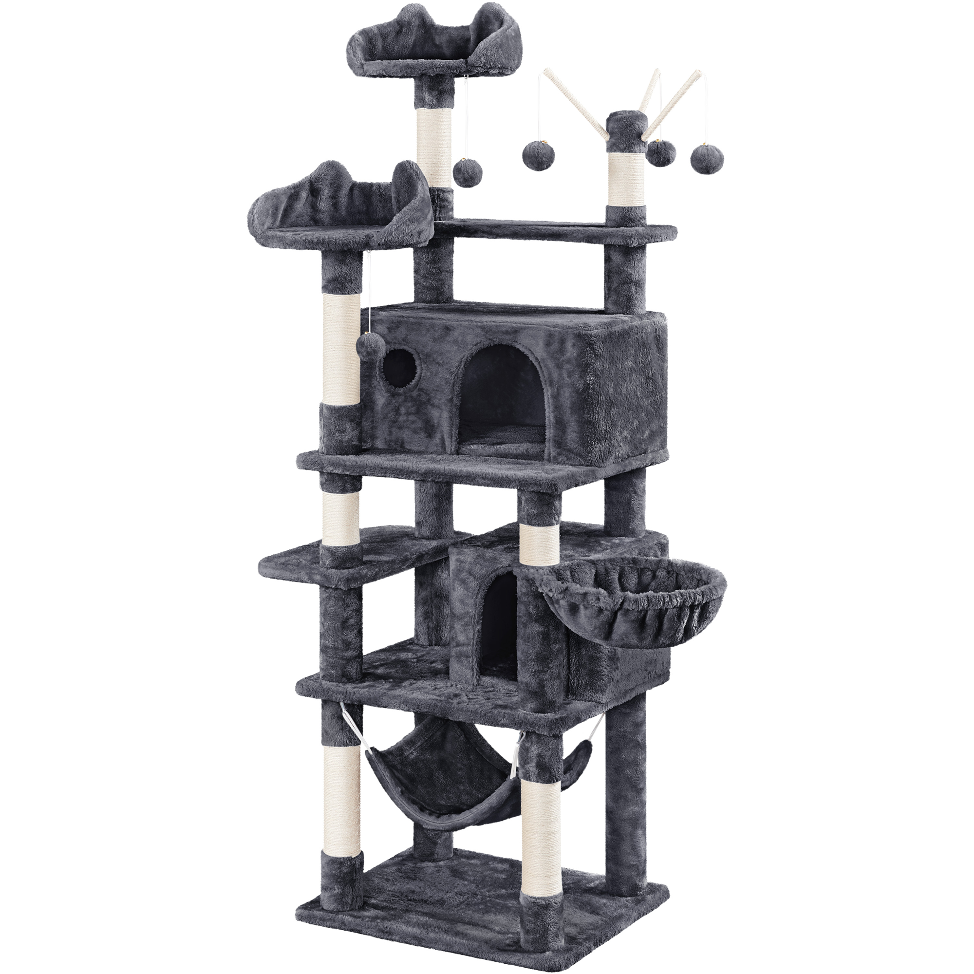 Yaheetech 67.1" Multi-Level Cat Tree with Condos, Dark Gray photo 2