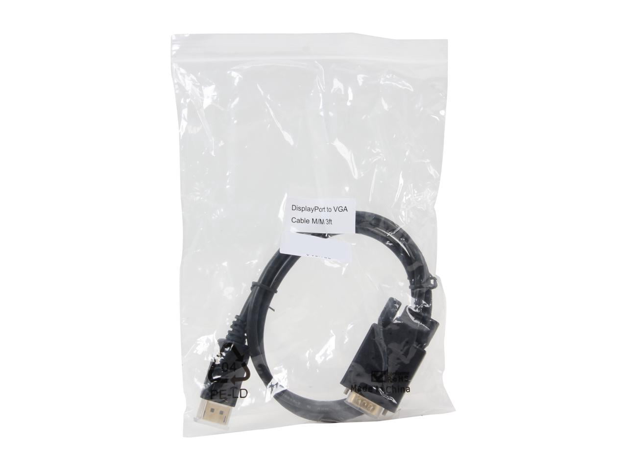 Nippon Labs DP-VGA-3 3 ft. Black DisplayPort to VGA DisplayPort to VGA 28 AWG Cable Male to Male