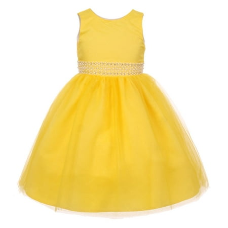 Rain Kids Little Girls Yellow Sparkly Tulle Pearls Occasion Dress 4