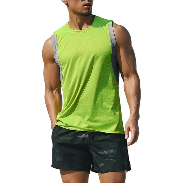 HIMONE Débardeur Sans Manches pour Hommes Séchage Rapide T-Shirt de Musculation Gym Entraînement Course Été Col Rond Vêtements Sport