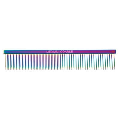 Dog Comb Set Rainbow Color Greyhound Combs for Dog Grooming Tools 3 Size Sets Available Too (Rainbow Medium/Coarse) ()