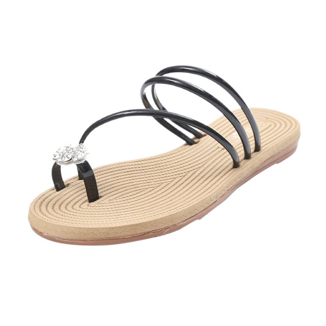 Hyknon Sandals for Women New Set Toe Roman Style Flat Bottom Diamond Herringbone Slippers Arch Support Comfortable Sandals