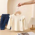 thumbnail image 4 of mgoYE Toddler Baby Girl Ruffle Long Sleeve T-Shirt Cotton Top Tee for Spring/Fall(Beige,18-24 Months), 4 of 5