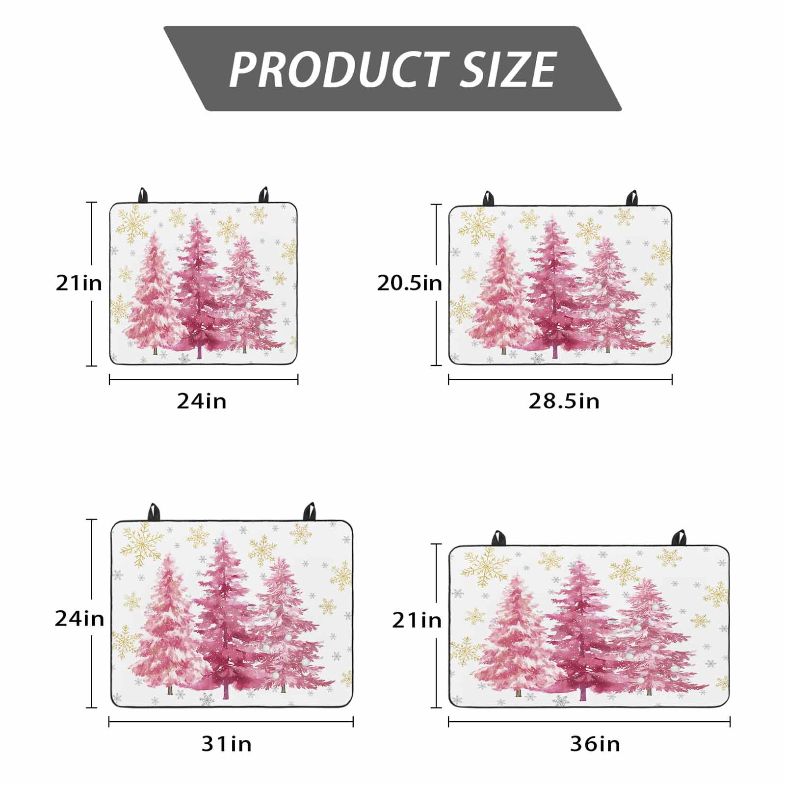 Pink Trees Christmas Stove Top Cover for Electric Stove, Heat-proof & Non Slip Glass Top Stove Cover Protector, Xmas Tree Snowflake Winter Kitchen Flat Cooktop Rubber Mat 24x21 Inches