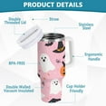 thumbnail image 2 of Yayeee 40oz Stainless Steel Tumbler with Straw and Handle Double-Wall Insulated Travel Water Bottle, Pink Halloween Ghosts, 2 of 8