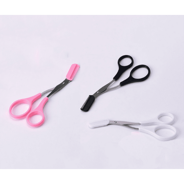 3 Pcs Ciseaux de Coupe pour la Mise en Forme des Sourcils en Acier Inoxydable Peigne Épilateur Outil de Beauté, Rose, Blanc, Noir