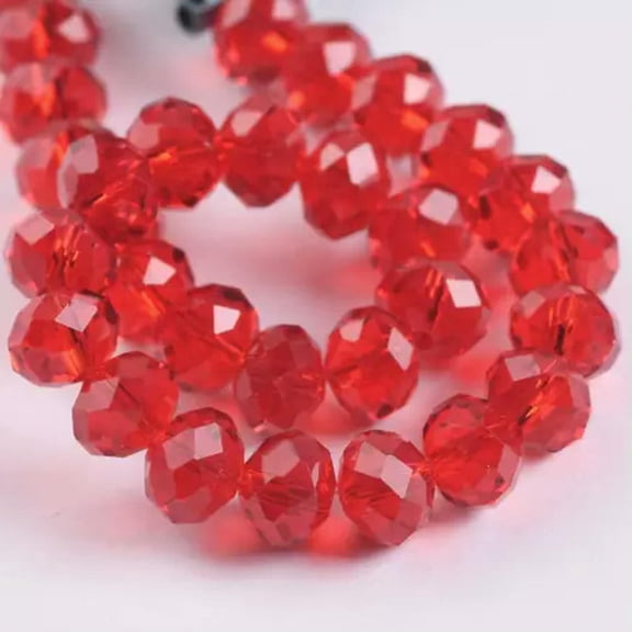 EOEMY Rondelle Faceted Crystal Glass Loose Spacer Beads Lot 3mm 4mm 6mm 8mm 10mm 12mm-18) Red-12X8mm (10Pcs)
