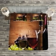 thumbnail image 3 of Ambesonne Wine Quilted Bedspread Set 3 Pcs, French Gourmet Tasting, King Size, Brown Ruby Pale Green, 3 of 3