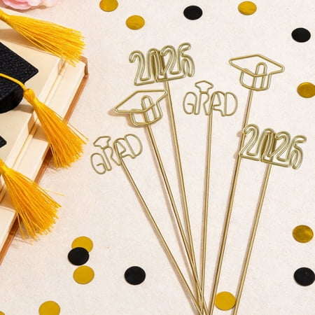 OuMuaMua 18?Piece 2026 Graduation Gold Photo Holder – Grad Cap Table Number Card Stand – 12? Party Decor – Party Favors Supplies