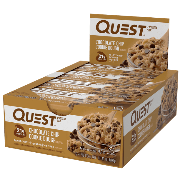 Quest Nutrition Chocolate Chip Cookie Dough Protein Bar, High Protein