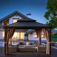 thumbnail image 6 of Lacoo 10' x 12' Hardtop Gazebo Outdoor Galvanized Steel Metal Double Roof Canopy Aluminum Furniture Permanent Pavilion with Netting and Curtains for Garden, Patio, Lawns, 6 of 11