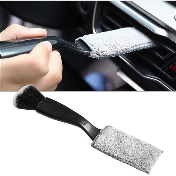 Double Head Car Cleaning Brush, 2-in-1 Detailing Duster for Air Vents, Dashboard & Screen, Soft Interior Tool