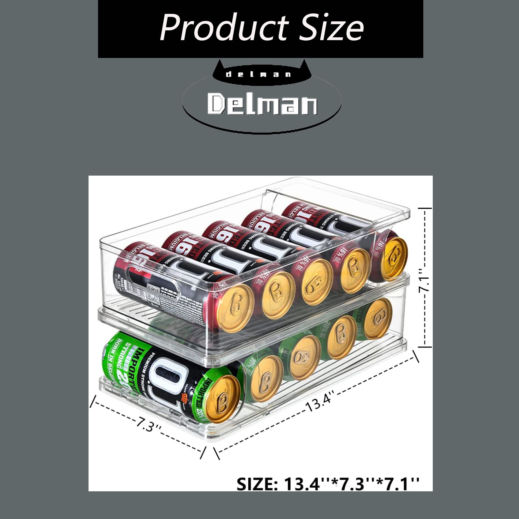 2 Pack Large Stackable Soda Can Organizer for Refrigerator For Tall