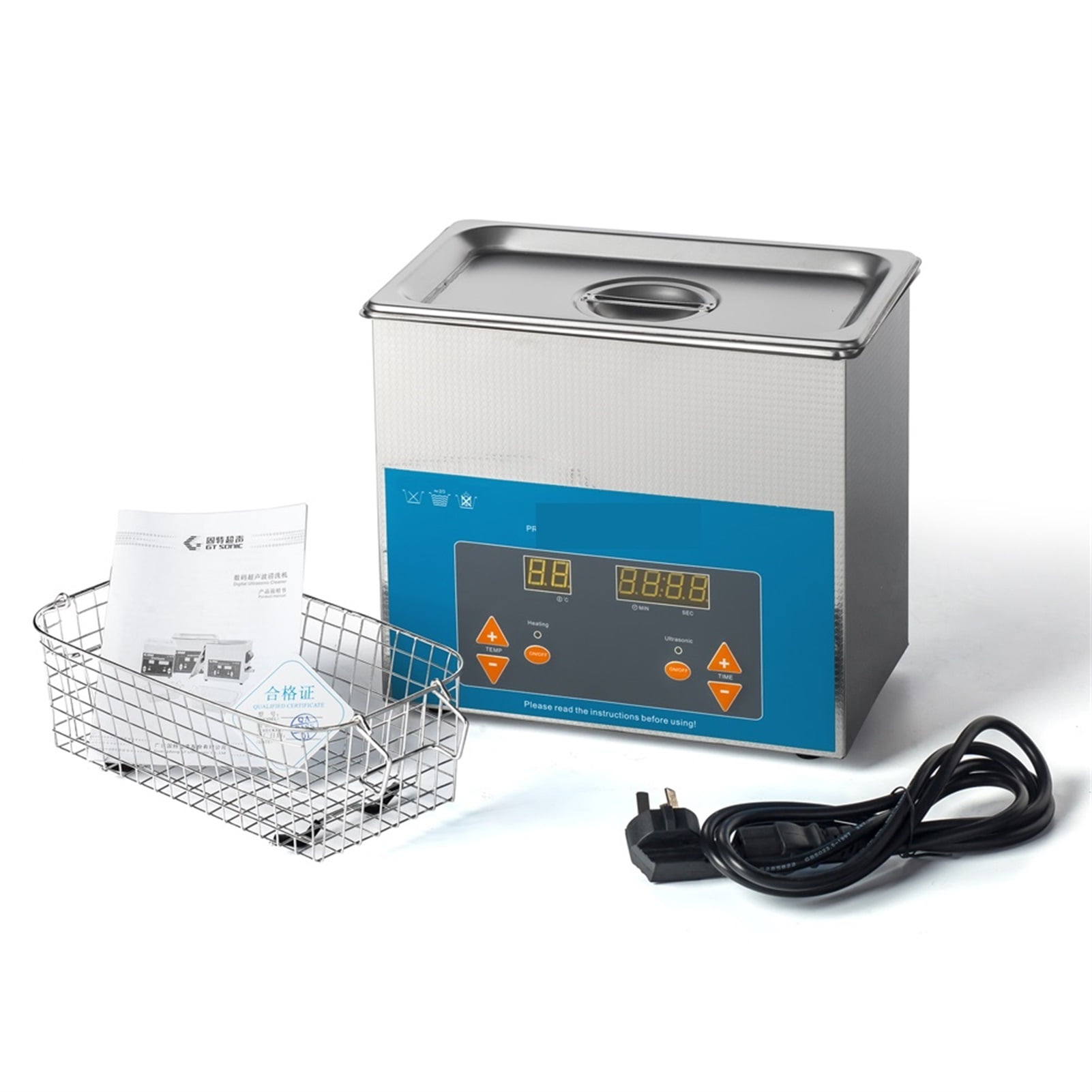 Ultrasonic Cleaner 3L 100W With Digital Display Heating Basket Ultrasonic Bath ,Strong Cleaning
