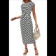 thumbnail image 3 of Vestido de Verano para Mujer, con Cuello Redondo, Informal, Elegante, con Lazo en la Cintura y Corta. Gris Oscuro M, 3 of 9