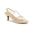 thumbnail image 1 of BLISSFUL STEP Sandales à Talon Chaton à Brides et Bride Arrière pour Femmes Beige 6,5, 1 of 8
