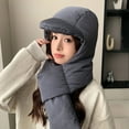thumbnail image 6 of Winter Windproof Pullover Hat with Scarf & Ear Protector - 3-in-1 Cold Weather Accessory for Men & Women, Cozy Neck Warmer to Shield from Wind, Ideal for Outdoor Activities & Daily Wear, Navy, 6 of 6