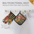 thumbnail image 4 of Yayeee Oven Mitts and Pot Holder Set of 2 Heat Resistant Kitchen Gloves Baking Hot Pad, Red Colorful Flowers with Dots, 4 of 5