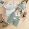 thumbnail image 2 of Newborn Outfits Baby Boy Boys Casual 3 Piece Set Cute Trendy Graphic Print Short Sleeve Crewneck T Shirt Elastic Pants Matching Hat Comfortable, 2 of 4