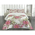 thumbnail image 3 of Ambesonne Flower Quilted Bedspread Set 3 Pcs, Dog Rose Garden Floral, King Size, Lime Green Pale Pink, 3 of 5