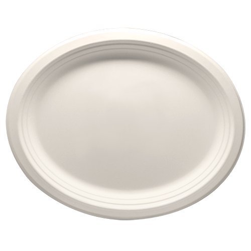 Durable EcoFriendly 12.5" x 10" Bagasse Plates(Oval) Pack of 50