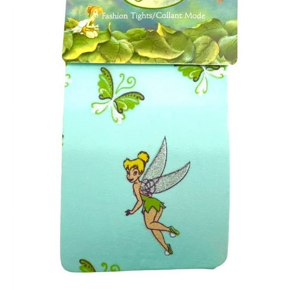 Disney Fairy Tinker Bell girl's greenish blue / cyan tights (size 7-10)