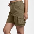 thumbnail image 5 of RQYYD Women's Mid Waist Cargo Shorts Casual Straight Leg Lightweight Outdoor Hiking Travel Bottoms with Pockets, 5 of 7
