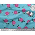 thumbnail image 3 of Soimoi Tissu en Velours Feuilles & Fleurs Roses Imprimé 1 Yard 58 Pouces de Large, 3 of 3