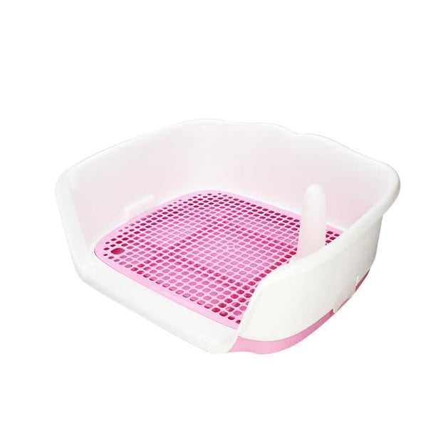 Methold Removable Dog Potty Tray Keep Floors Protection Clean with Wall Suministros para perros blanco rosa METRO